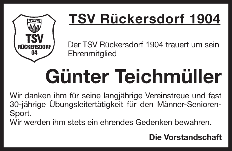  Traueranzeige für Günter Teichmüller vom 14.01.2014 aus Pegnitz-Zeitung